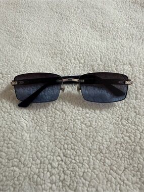 Cartier Navy and Silver Sunglasses Temple Detail